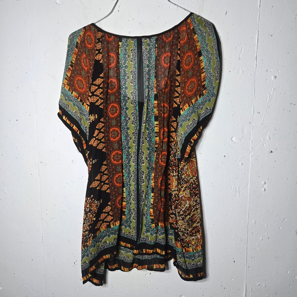 Bila Paisley Metallic Tunic Top XXL Boho Festival Peasant Hippie Summer Resort - Picture 2 of 10